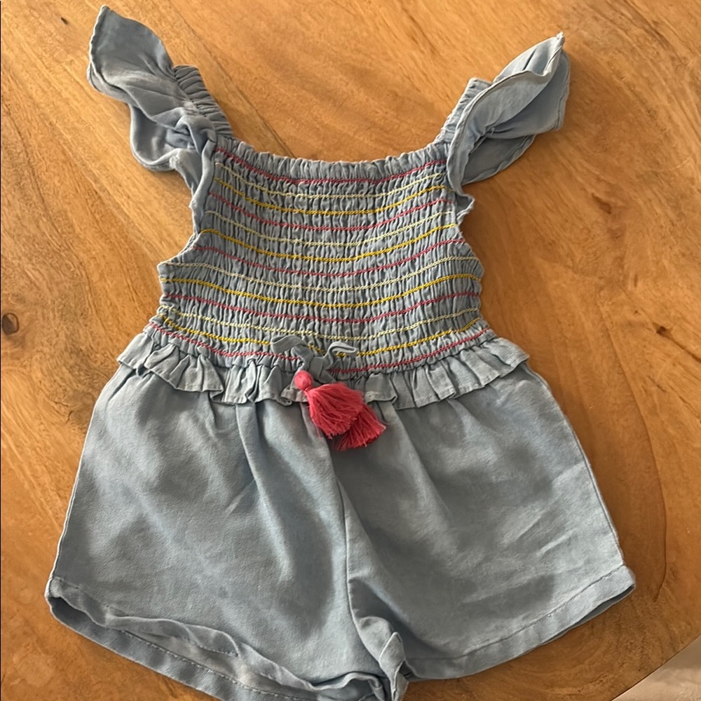 Kids Blue Ruffled Romper